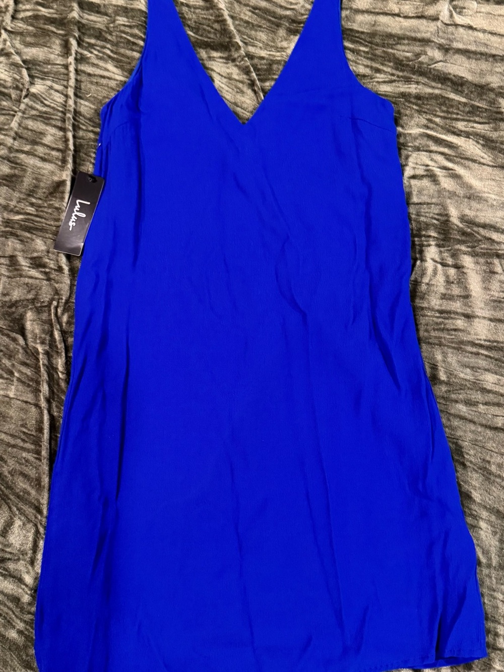 Lulu's Cobalt V-Neck Slip Camisole Dress